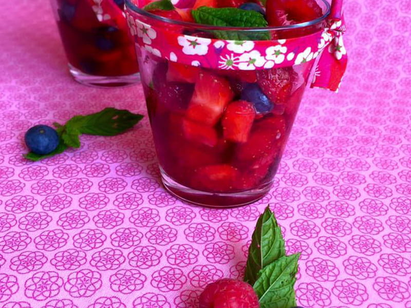 Refreshing Red Fruit Salad with Mint Syrup